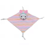 Toy Blanket - 94734 - MILUŚ - BUNNY with STRIPES - BLUE / PINK - size 25 cm