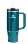 Stanley The Quencher H2.0 Fluted Thermos mug with straw 0.89L Glossy teal