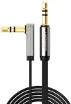 AUX mini jack 3,5mm flat elbow cable 1m Black