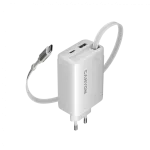 CANYON charger OnCharge 65RC Build-In Cable USB-C 65W 1xPD 1xQC EU White