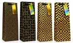 Dovanų mai&scaron;elis buteliui BLACK & GOLD, 125x345x100mm, su kortele vardui ar sveikinimui