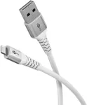 Goobay Lightning USB-A Supersoft Textile Cable with Metal Plugs, 1 m, white