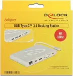 &bdquo;USB 3.1 Type-C į DP+HDMI+VGA+LAN 4k 30Hz sidabrinė Delock doko stotis&ldquo;