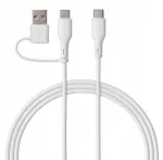Qualo QRC-CC+A-00 Cable 2in1 USB-C &ndash; USB-C / USB-A adapter / 1.5m / white