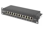 Patch panel 10 "12 ports, CAT6, S / FTP, 1U, cable support, black (complete)
