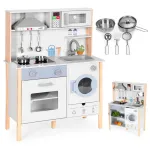 Medinė virtuvė vaikams skleidžia garsus LED orkaitė skalbimo ma&scaron;ina virtuvės reikmenys ECOTOYS
