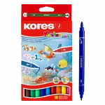 Flomasteriai dvipusiai KORES KORELLO 2 in 1, 10 vnt., dvipusiai, vnt.
