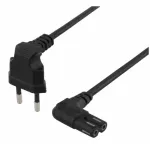 Power cable angled CEE 7/16 IEC C7 1m Black