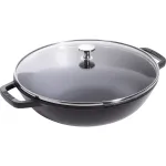Staub cast iron wok with lid - 30 cm, Black