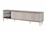 Tv Set Vesper 187 Cm With Open Shelfs - Cashmere / Nut / Gold Legs