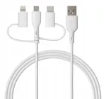 Qualo QRC-CA+M+L-00 Cable 3in1 USB-C - USB-A / microUSB + USB adapter / 1.5m / 60W / white