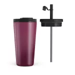 Dark Cherry - Travel Mug, 500 ml / Flap & Straw Set