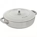 Staub Deep Braising Pan with Lid - 28cm, White Truffle