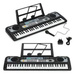 Didelis klavi&scaron;inis pianinas su mikrofonu vaikams + maitinimo &scaron;altinis
