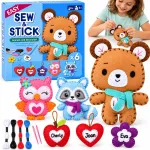 DIY Sewing and Craft Kit 6 Felt Ornaments LARGE ANIMALS ZA6588