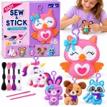 DIY sewing and gluing kit 6 felt keychain ornaments ANIMALS ZA6591