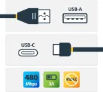 "StarTech 0.5m USB C to USB A Cable - M/M - USB 2.0 - USB-C Charger Cable - USB 2.0 Type C to Type A Cable - USB A to C"