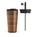 Autumn Plaid - Travel Mug, 500 ml / Flap & Straw Set
