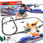 Electric Train Set Crane 4 Wagons 670 cm Track 59 Pieces RC0779