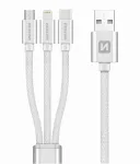 Swissten Textile Universal 3in1 USB-C / Lightning Data MFI / MircoUSB Cable 1.2m