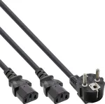 Maitinimo kabelis &bdquo;InLine Y-power cable&ldquo; 1x CEE 7/7 kampinis / 2x 3 kontaktų IEC C13 ki&scaron;tukas, 1 m, 1 m, maitinimo ki&scaron;tukas tipo F, 2 x C13 jungtis