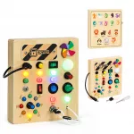 Medinė interaktyvi valdymo lenta su LED &scaron;viesos jungikliais &bdquo;ECOTOYS&ldquo;