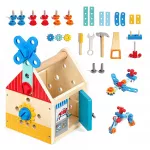Medinis namelis su įrankiais, namų meistro rinkinys: plaktukas, varžtai, 32 elementai, &bdquo;ECOTOYS&ldquo;