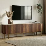 TV staliukas, &bdquo;Hanah Home&ldquo;, travertinas, baroko rie&scaron;utas, auksas, 180 x 45 x 30