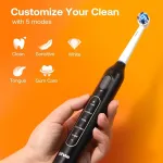 R1 Electric toothbrush x8 brushes / travel case / cable Black