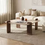 Kavos staliukas, &bdquo;Hanah Home&ldquo;, travertinas, &bdquo;Venezia Walnut&ldquo;, 117 x 35 x 117