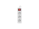 Power strip 3m, white, 3 sockets, with switch, cable made of solid copper