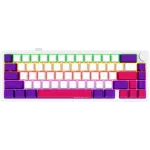 Wireless mechanical gaming keyboard Pro, 2.4 GHz, BT, RGB Backlight, 16 modes, 66 keys, 50M presses, linear Lorgar Toxic Purple switches, multimedia knob, built-in 3750 mAh battery, Hot Swap, Gasket mount, spring cable 2.3m, white red purple