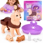 Anlily DOG Figurine pregnant mother giving birth to puppies x2 and accessories ZA6225