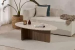 Kavos staliukas, &bdquo;Hanah Home&ldquo;, travertinas, &bdquo;Venezia Walnut&ldquo;, 120 x 40 x 65