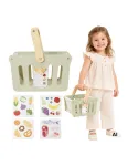 VIGA PolarB Wooden Shopping Basket for Children Shop Shopping Cards 18m+