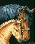Diamond mosaic - Horse with foal
