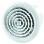 AXIALINIS VONIOS KAMBARIO SIENINIS VENTILIATORIUS, SKERSMUO 150 MM, &bdquo;STANDARD&ldquo;, SU APVALIU GROTELĖMIS, BALTAS