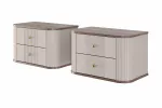 2 vnt. VESPER naktinė spintelė 56 2SZ, ka&scaron;myro spalvos MDF, rie&scaron;utmedžio atspalvio, su auksiniais rankenėlėmis, kabinama