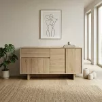 Konsolė, &bdquo;Hanah Home&ldquo;, safyro ąžuolo spalvos, 146 x 76 x 45