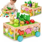 Wooden SORTER 3-in-1 trolley, catching bugs, putting animals in ZA6291