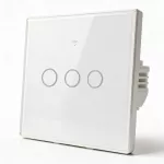 Qoltec Inteligentny dotykowy 3-kanałowy włącznik wyłącznik światła | Wi-Fi | Timer | Tuya | Smart life | Hartowane szkło | Biały