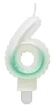 Candle topper Number 6 (7cm) White/Green Ombre