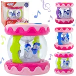 WOOPIE BABY būgnų muzikos dėžutės projektorius "3-in-1" muzikinis kūdikių žaislas + mokymosi ritinėlis