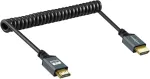 Twozoh Coiled HDMI to HDMI Cable, HDMI Input to HDMI Output, for 3D/4K UHD TV, HDMI 2.0, with Extended Range, 1.5 Metres