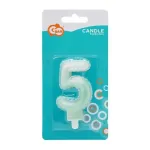 Candle topper Number 5 (7cm) White/Green Ombre