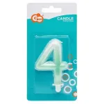 Candle topper Number 4 (7cm) White/Green Ombre