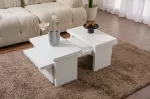 Kavos staliukas, &bdquo;Hanah Home&ldquo;, baltas medinis staliukas, 110 x 30 x 45