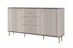 Chest Of Doors Vesper 160 Cm With 3 Drawers - Cashmere / Nut / Gold Legs
