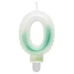 Candle topper Number 0 (7cm) White/Green Ombre