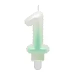 Candle topper Number 1 (7cm) White/Green Ombre